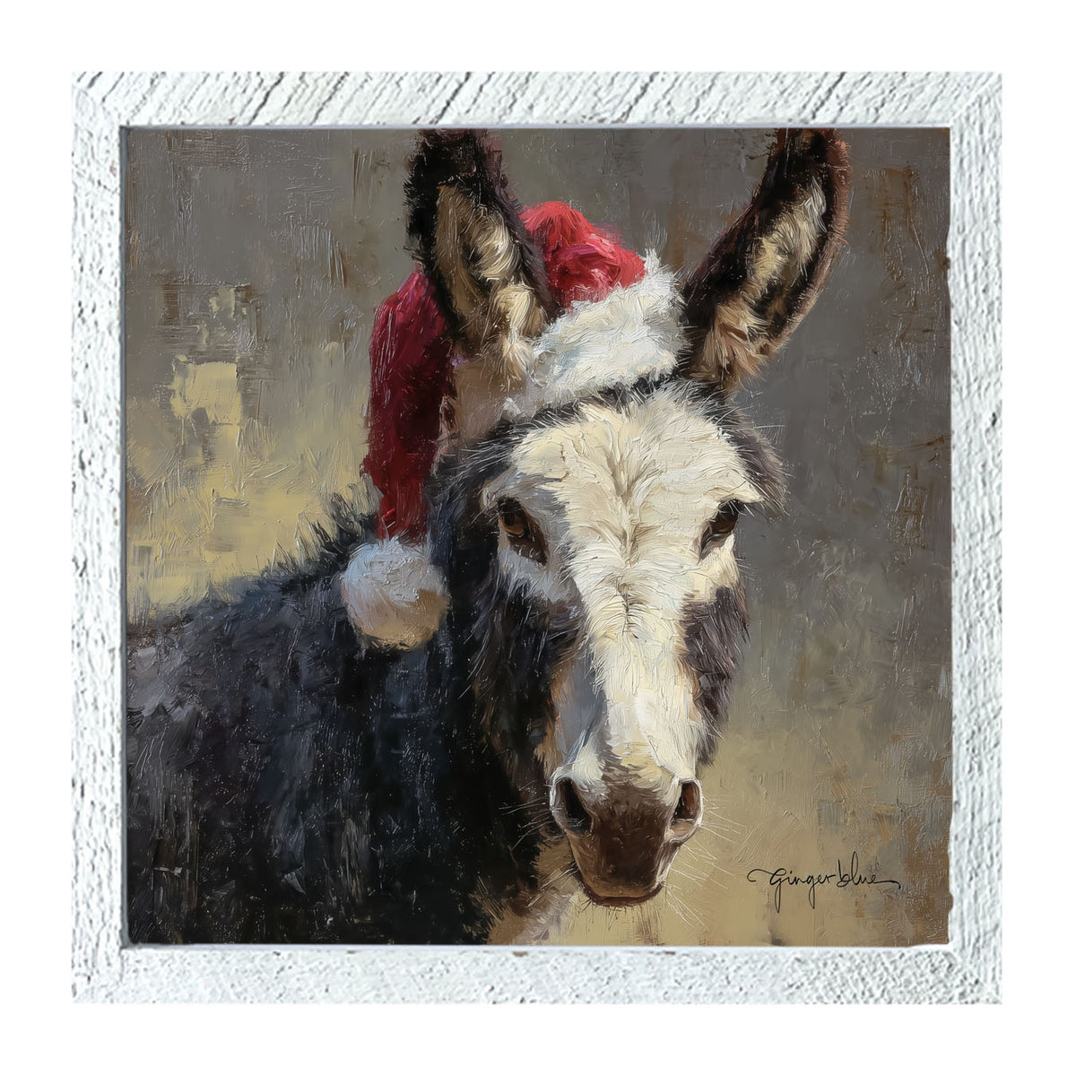 Santa Hat Donkey - Framed Art