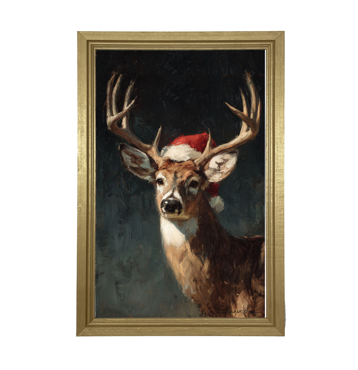 Santa Hat Buck - Framed Art