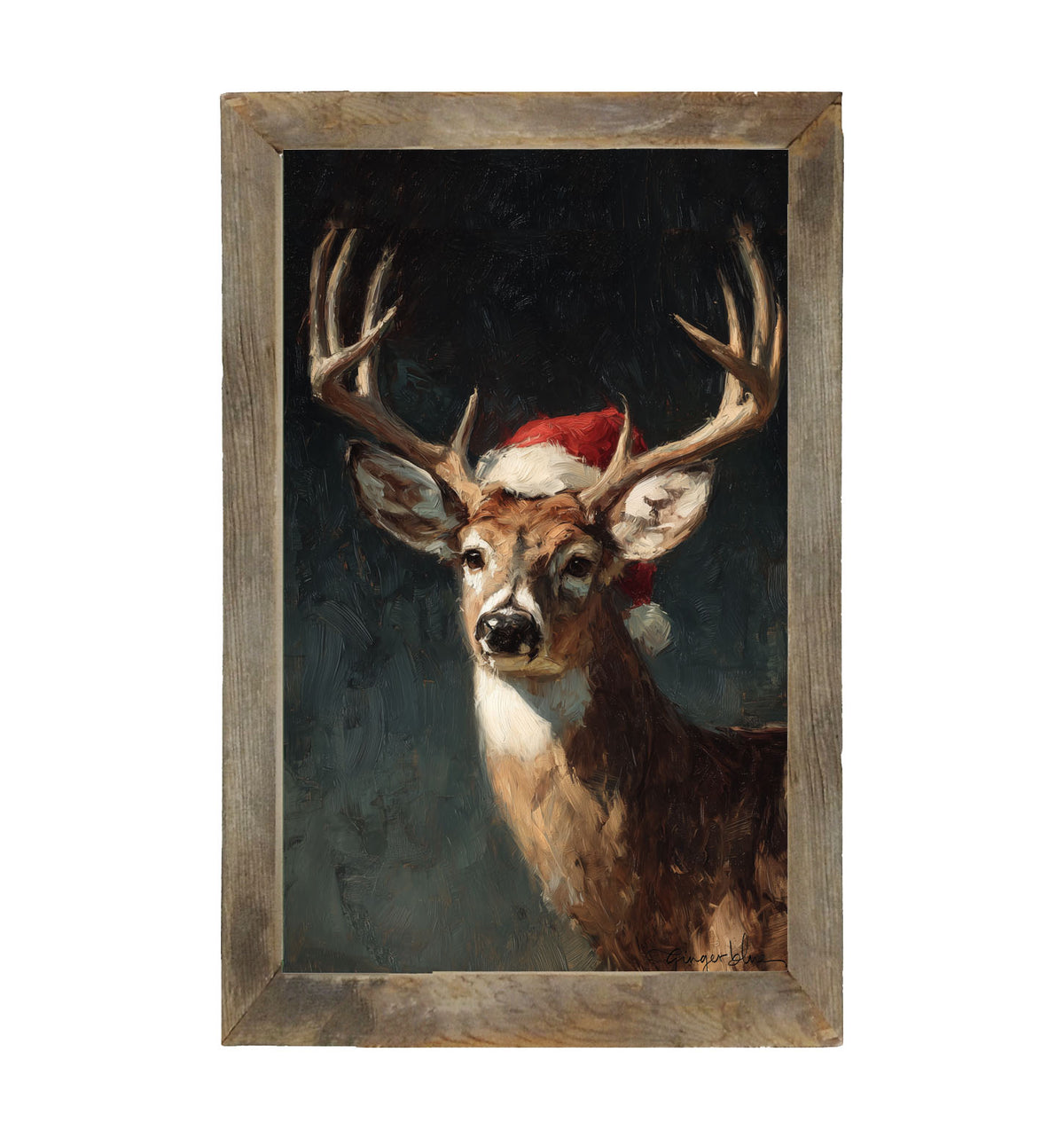 Santa Hat Buck - Framed Art