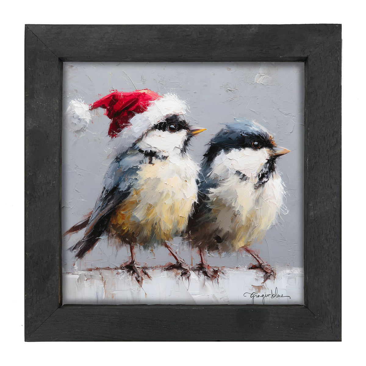 Santa Hat Birds - Framed Art