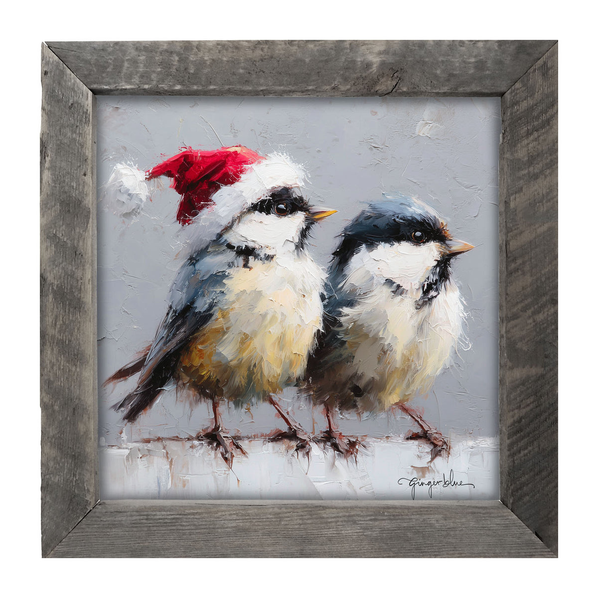 Santa Hat Birds - Framed Art