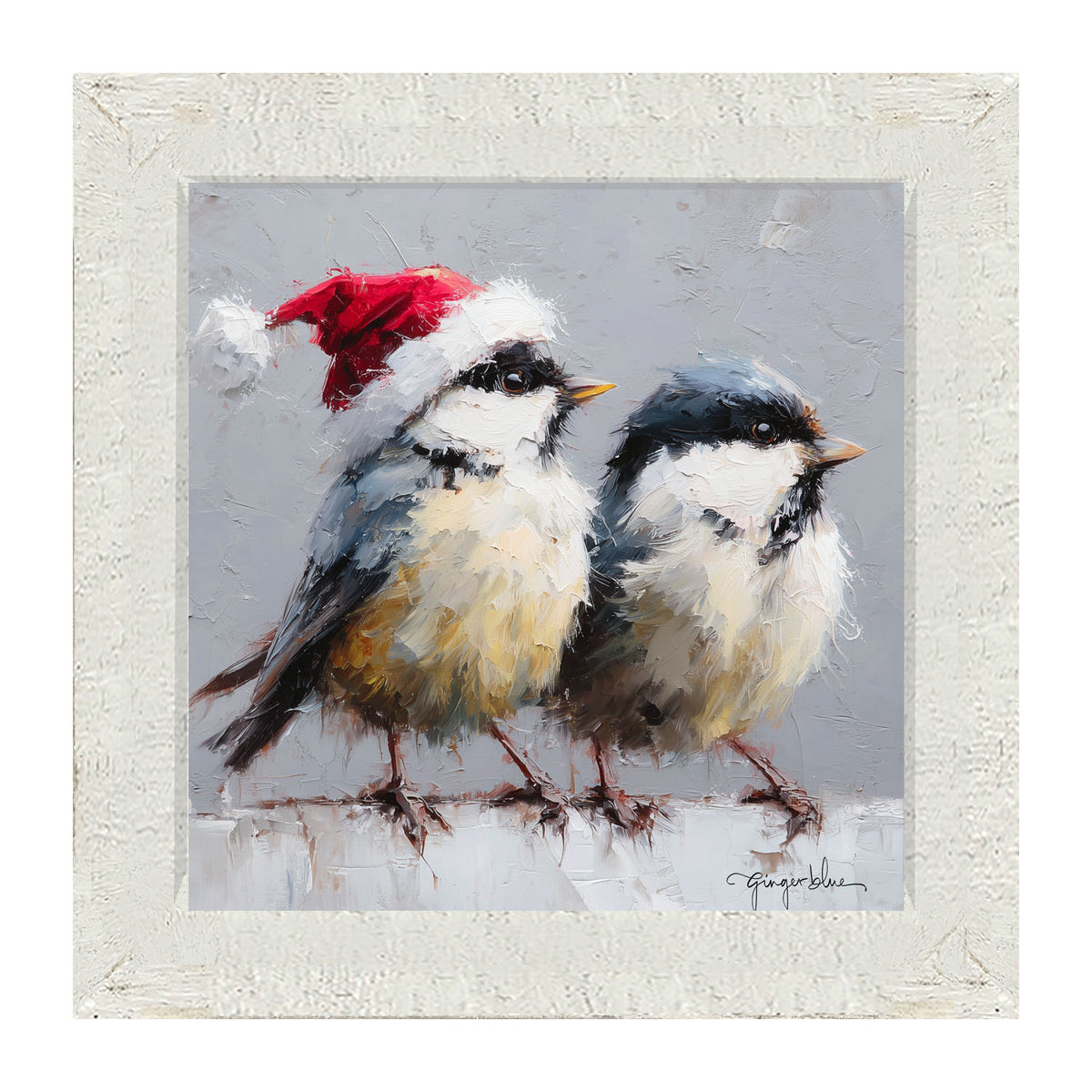 Santa Hat Birds - Framed Art