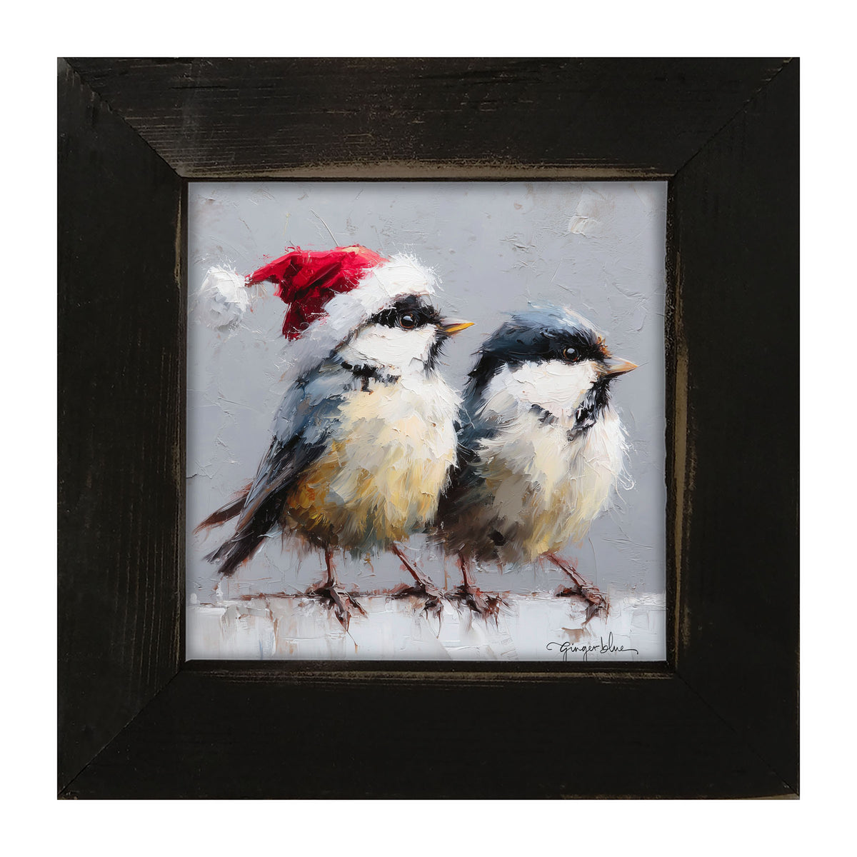 Santa Hat Birds - Framed Art