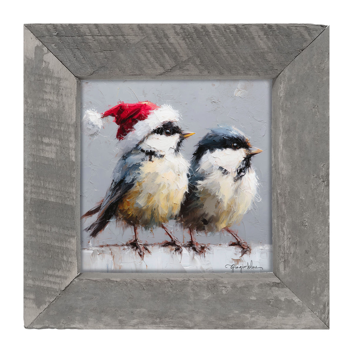 Santa Hat Birds - Framed Art