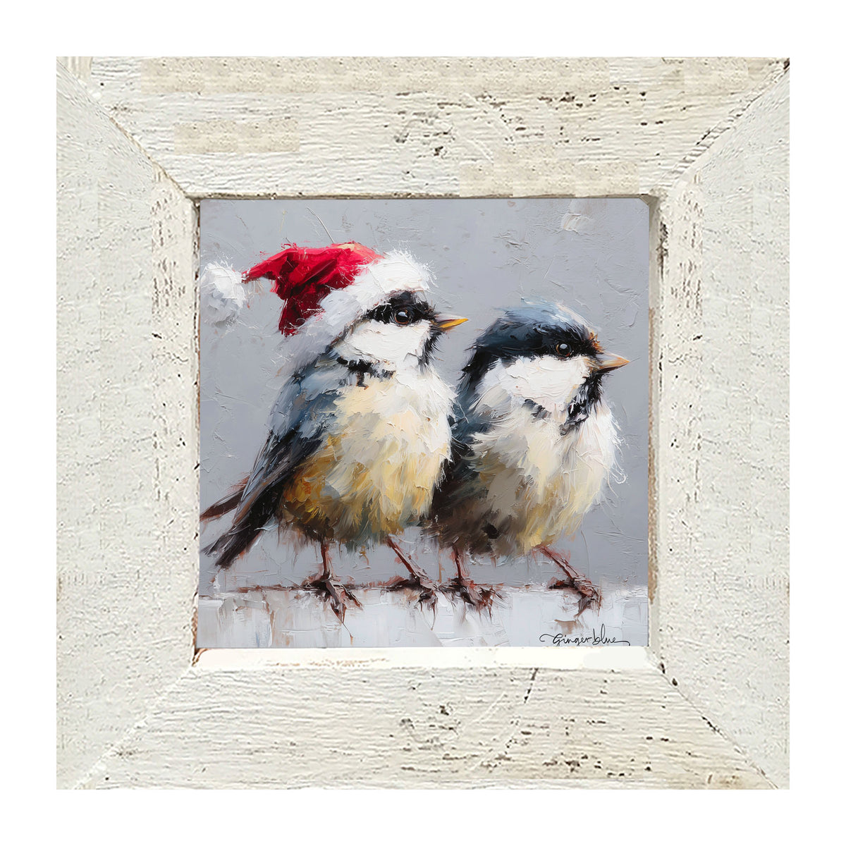 Santa Hat Birds - Framed Art