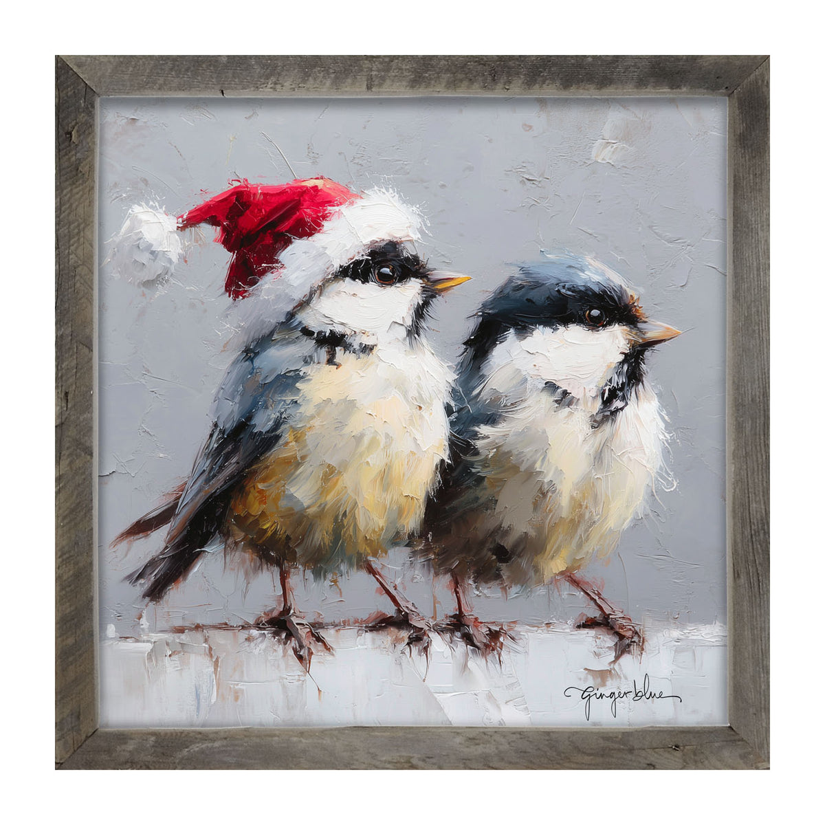 Santa Hat Birds - Framed Art