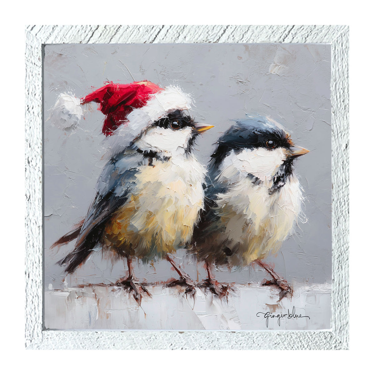 Santa Hat Birds - Framed Art