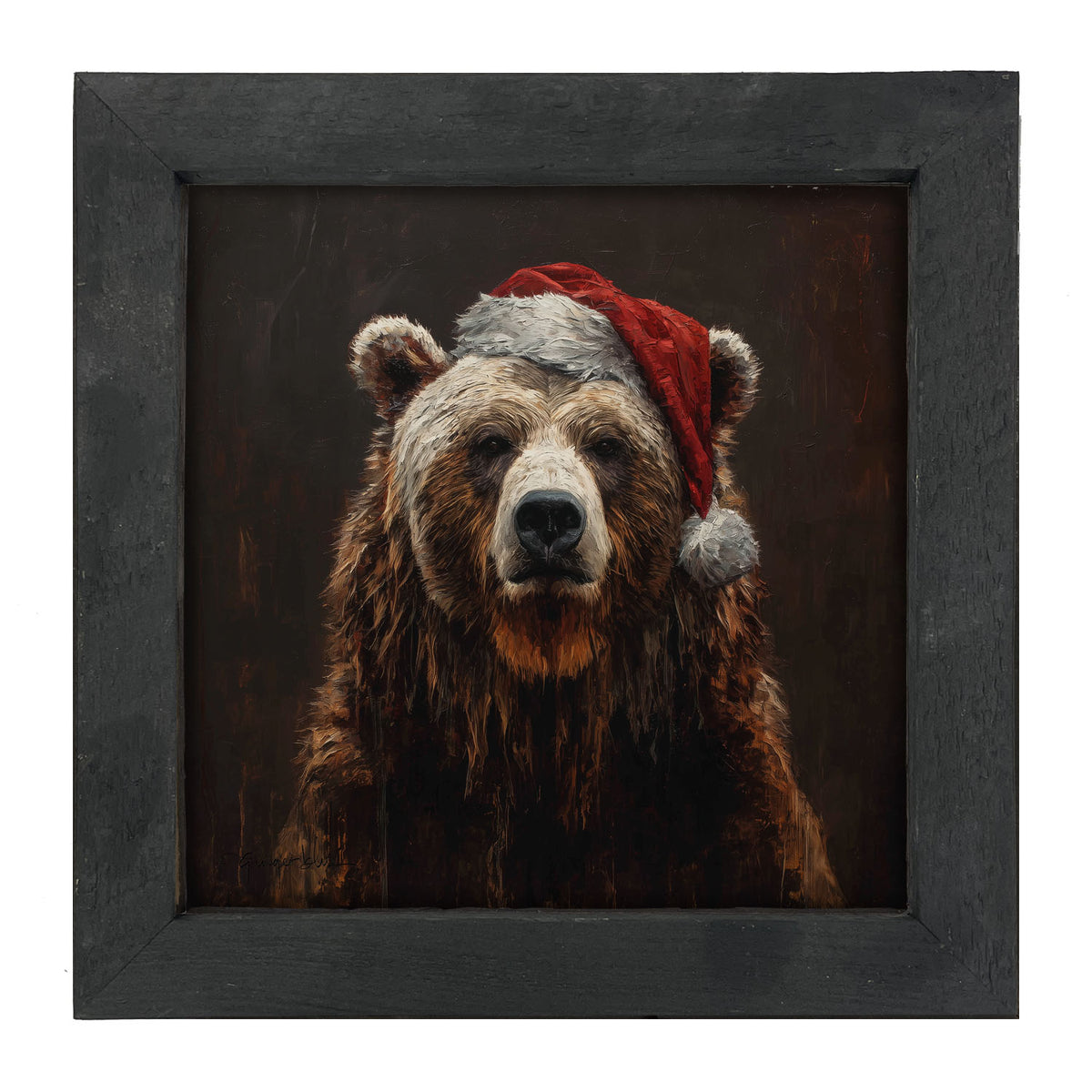 Santa Hat Bear - Framed Art