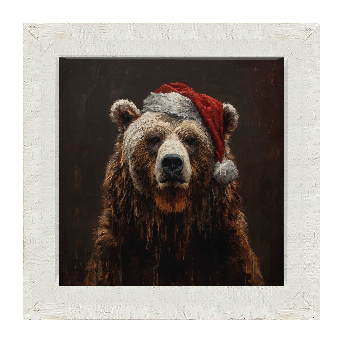 Santa Hat Bear - Framed Art