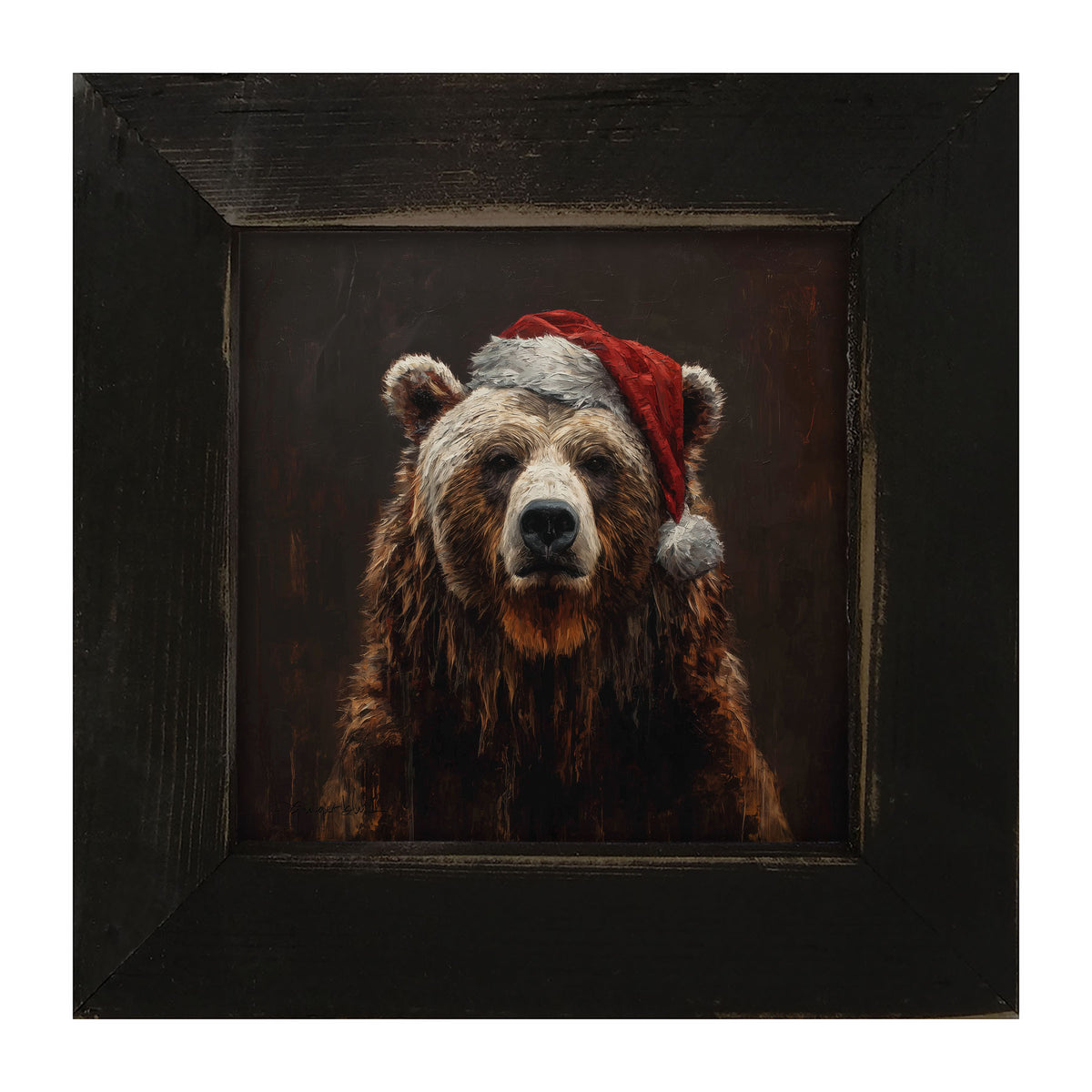Santa Hat Bear - Framed Art