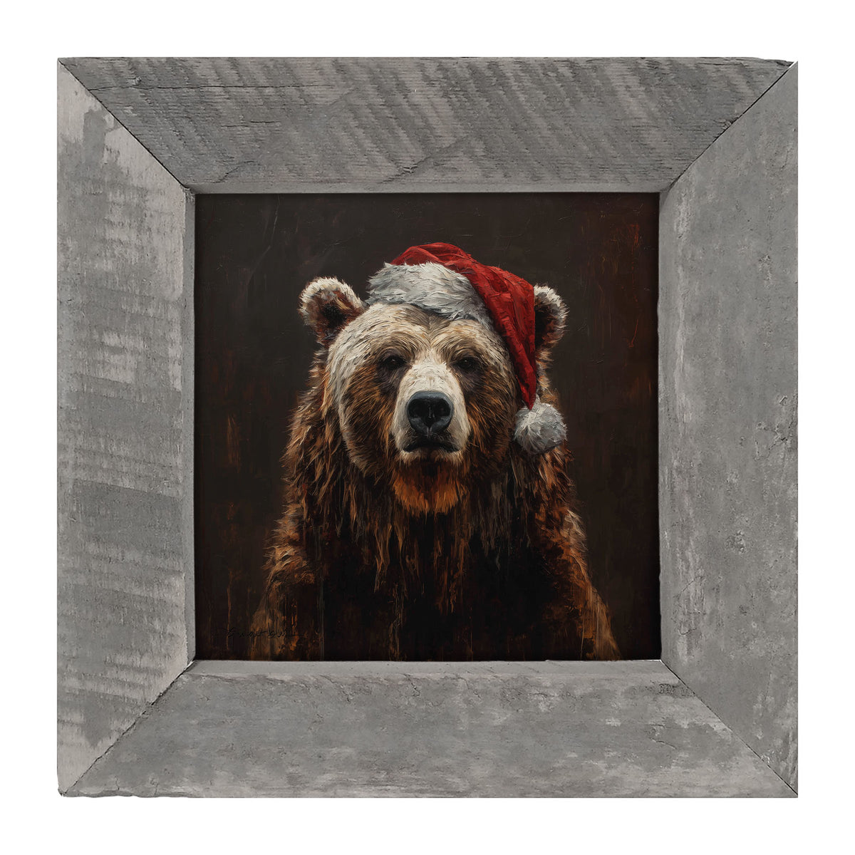Santa Hat Bear - Framed Art