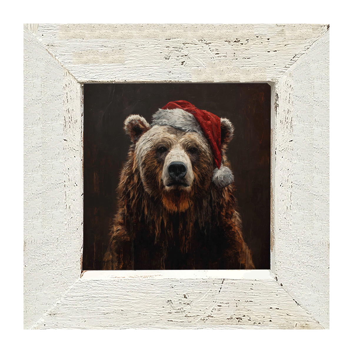Santa Hat Bear - Framed Art