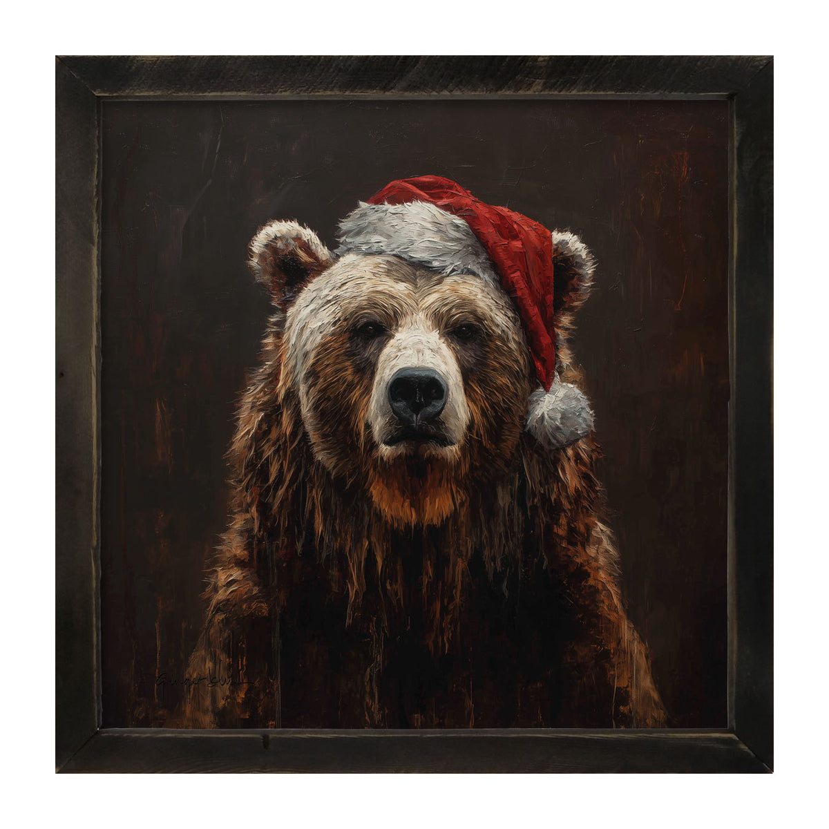 Santa Hat Bear - Framed Art