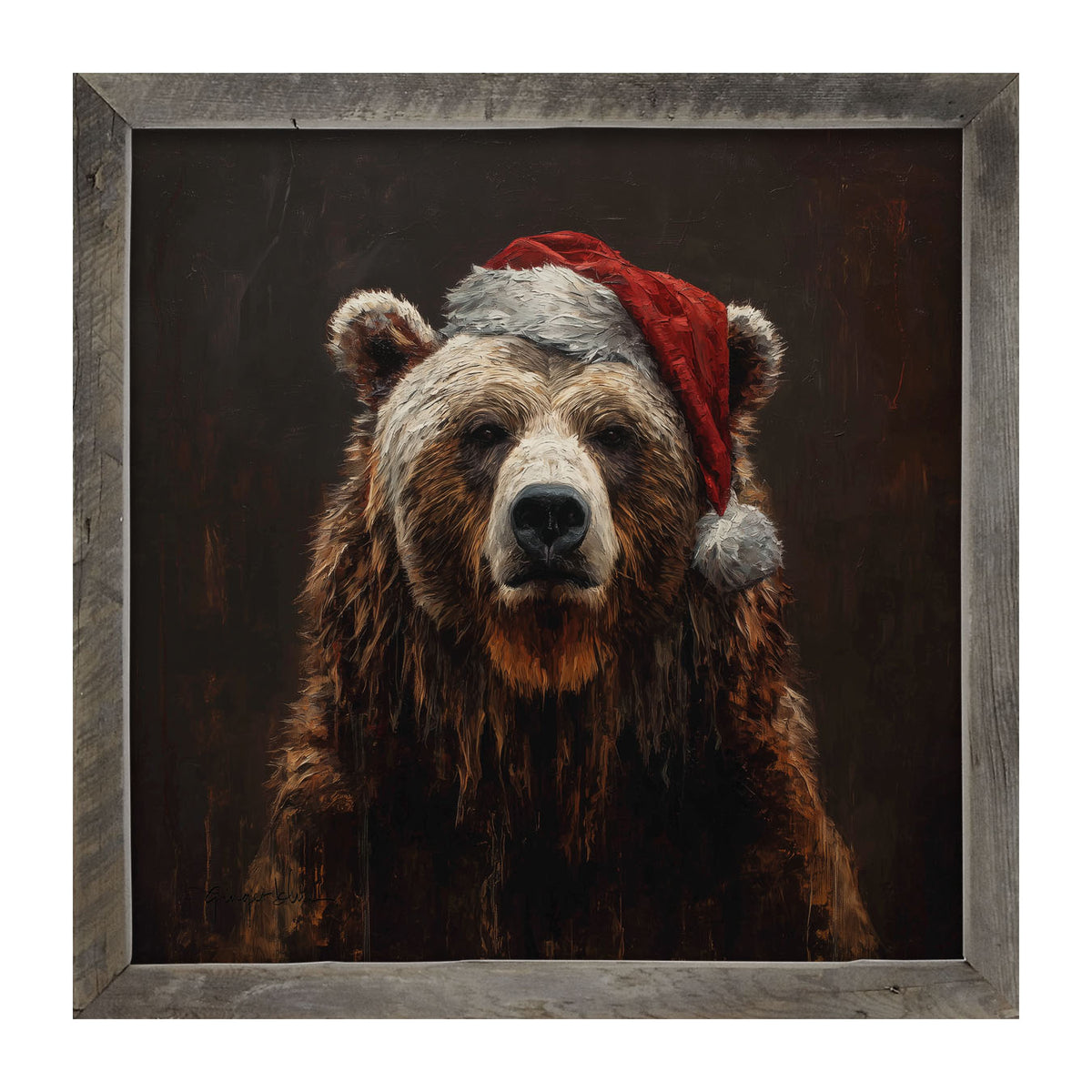 Santa Hat Bear - Framed Art
