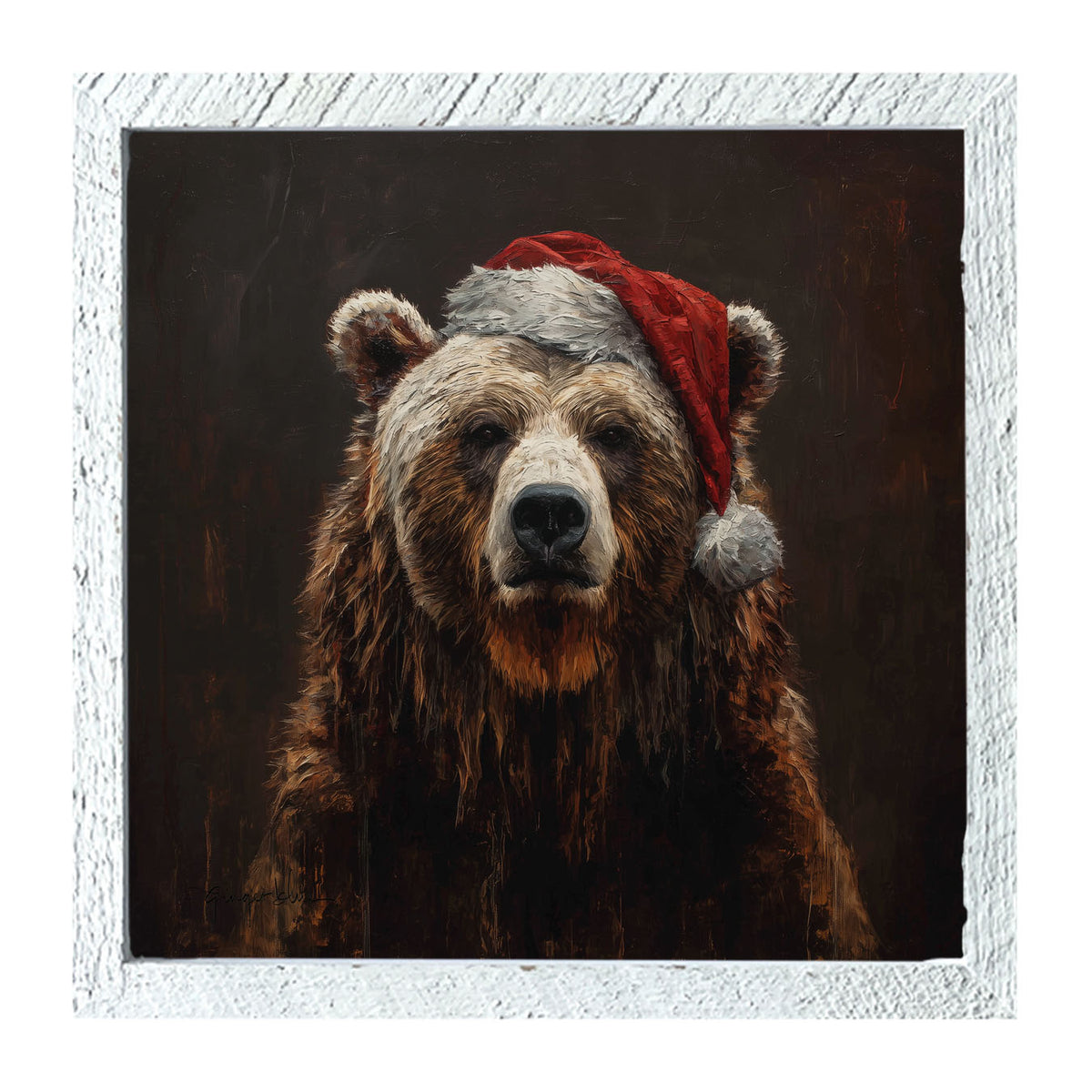 Santa Hat Bear - Framed Art