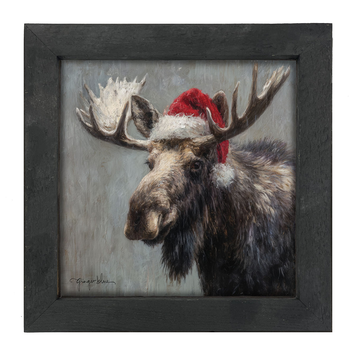 Santa Hat Moose - Framed Art