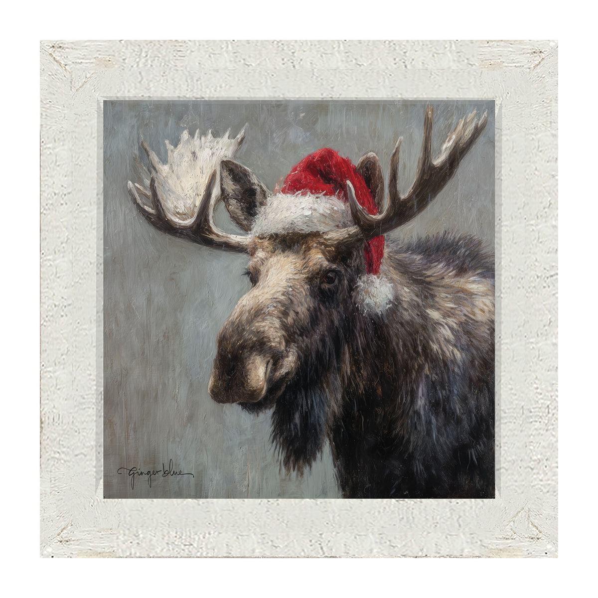 Santa Hat Moose - Framed Art