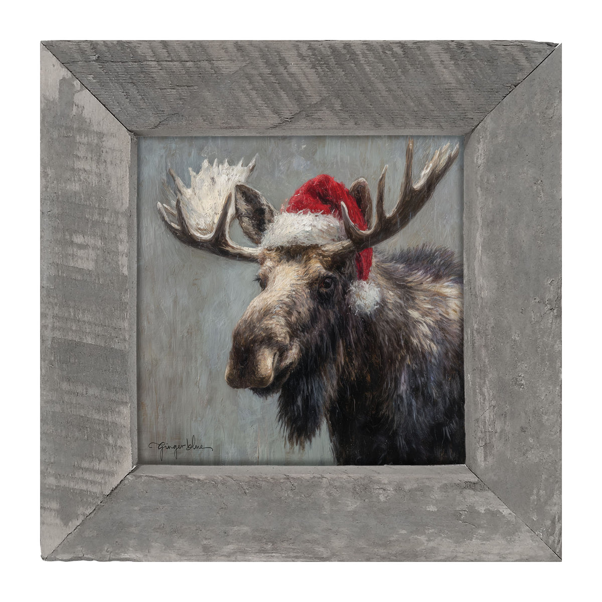 Santa Hat Moose - Framed Art