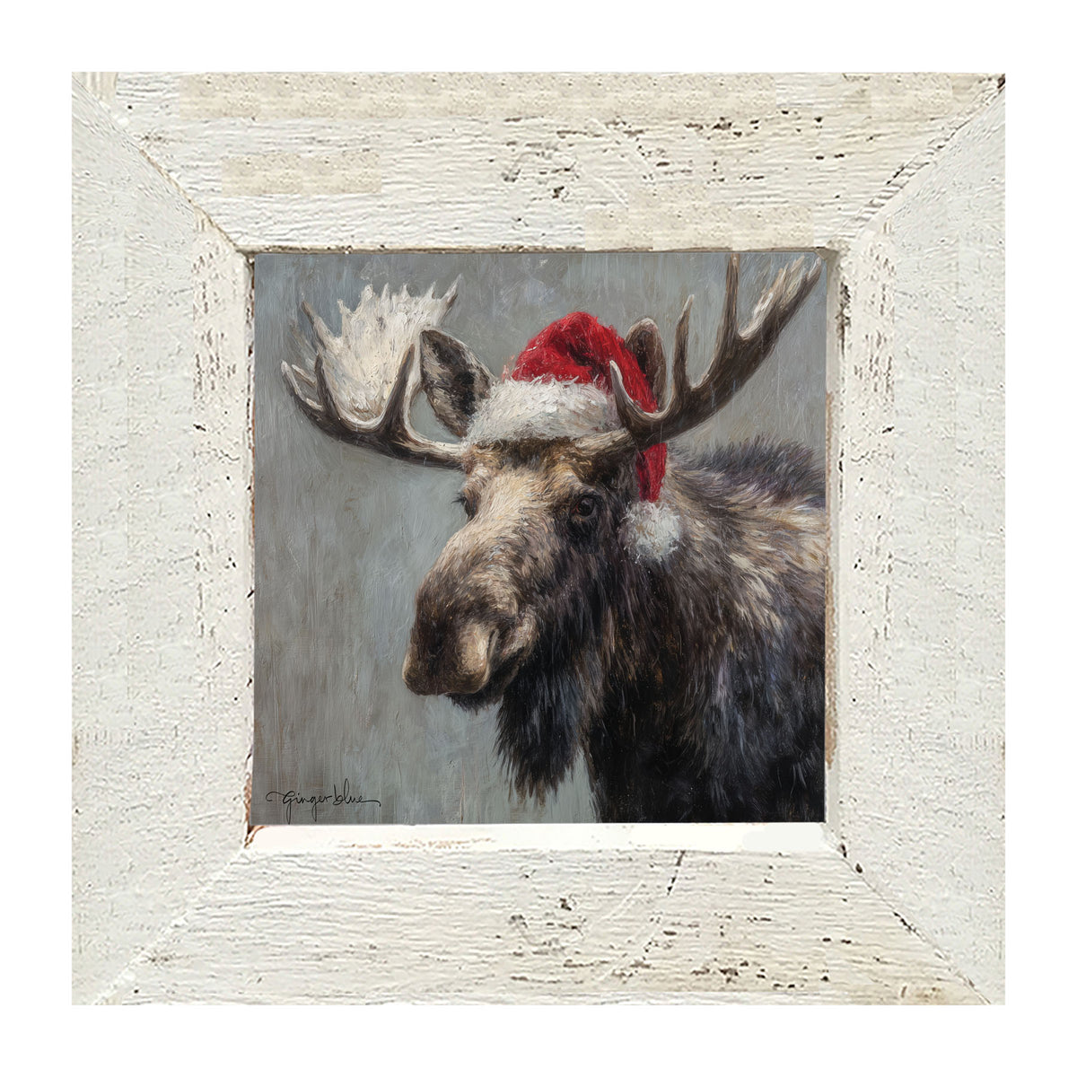 Santa Hat Moose - Framed Art