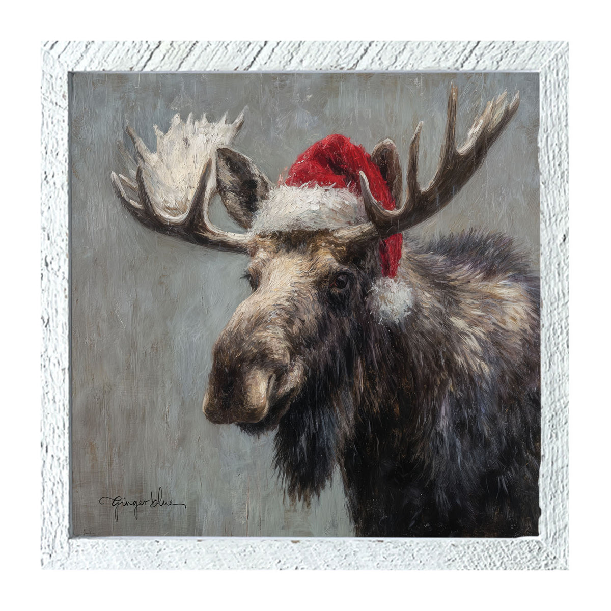 Santa Hat Moose - Framed Art