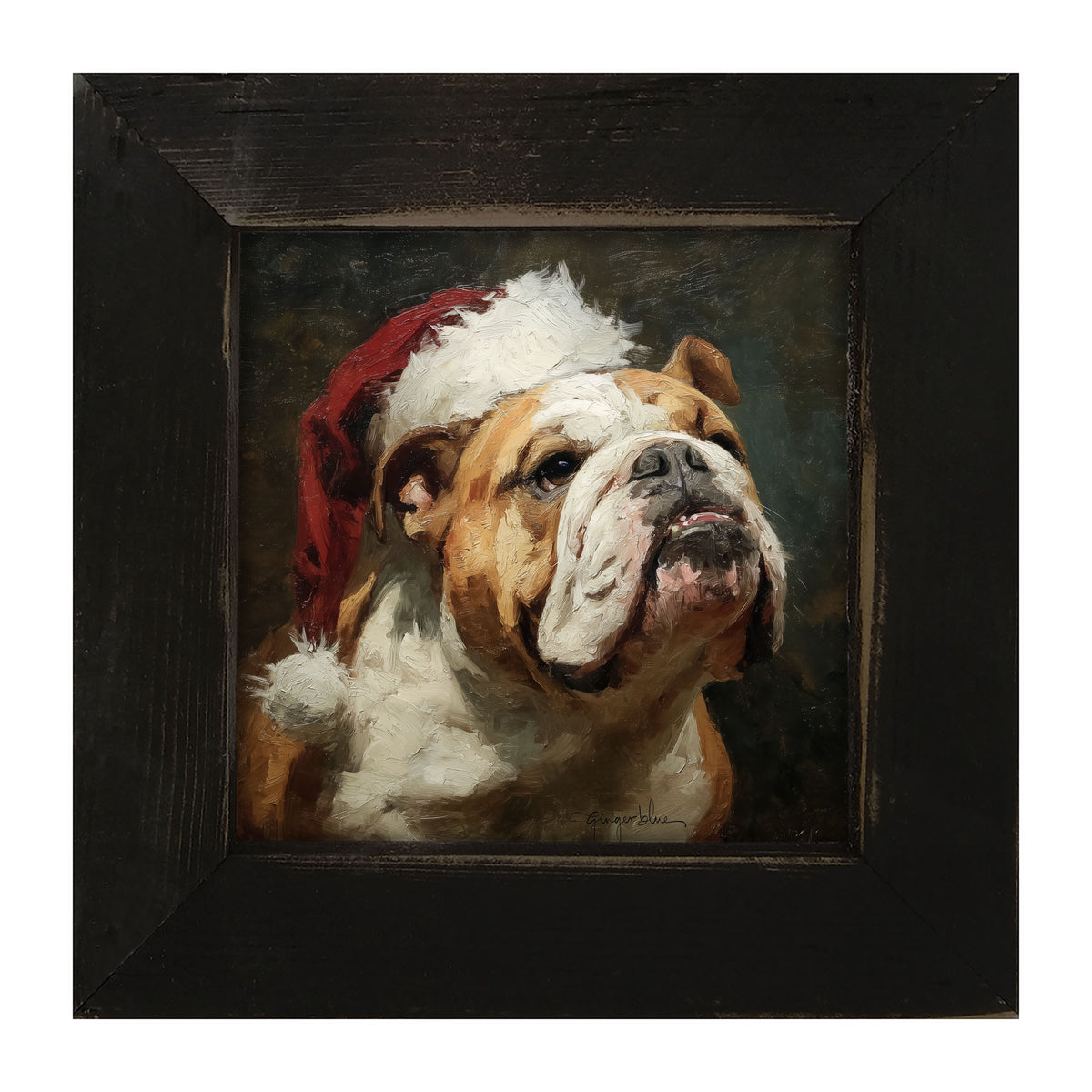 Santa Hat Bulldog - Framed Art