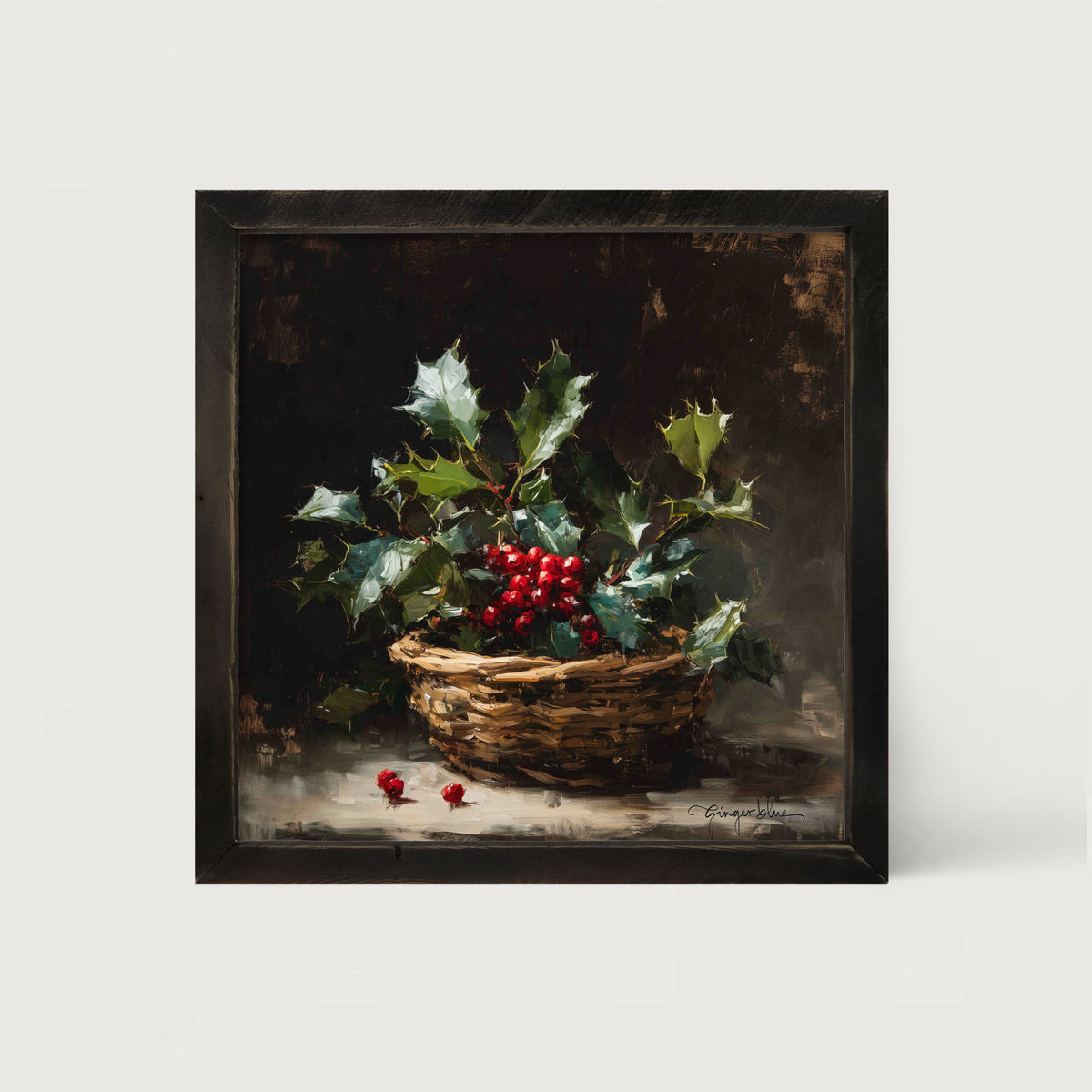 Holly in Woven Basket