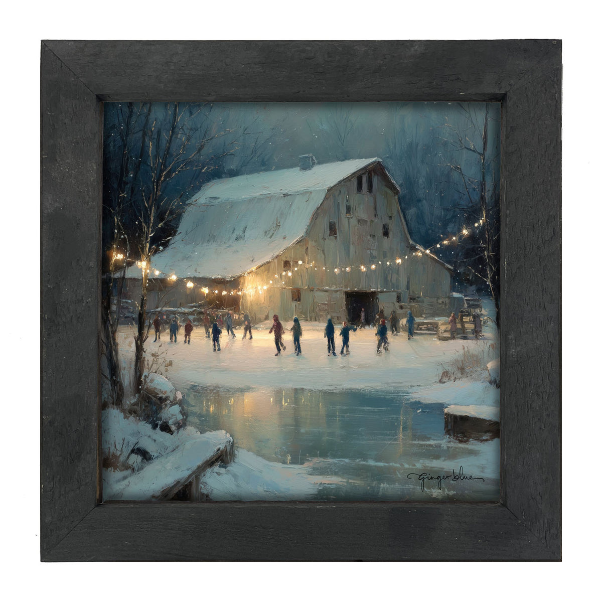 Winter Gathering at the Barn - Framed Art