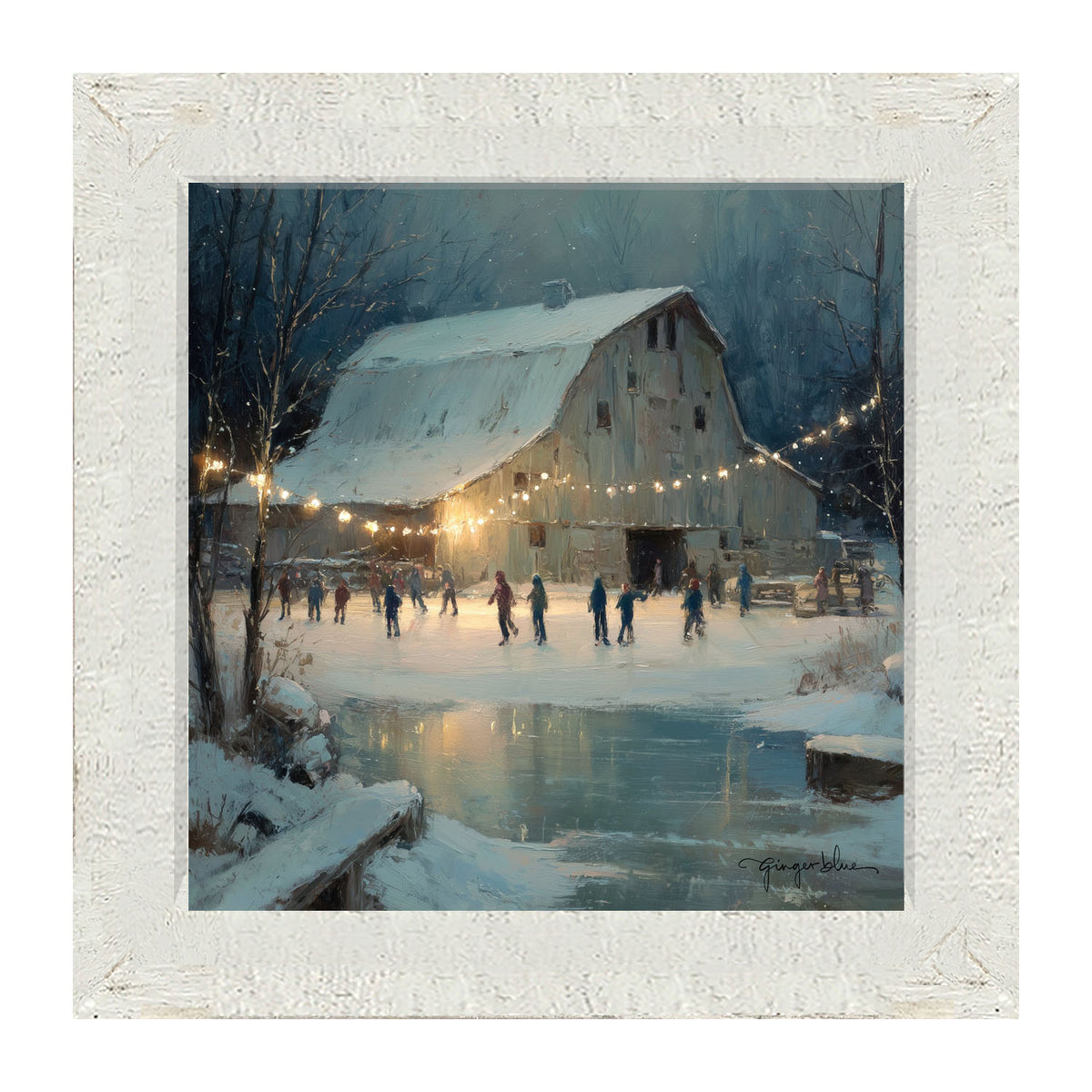 Winter Gathering at the Barn - Framed Art