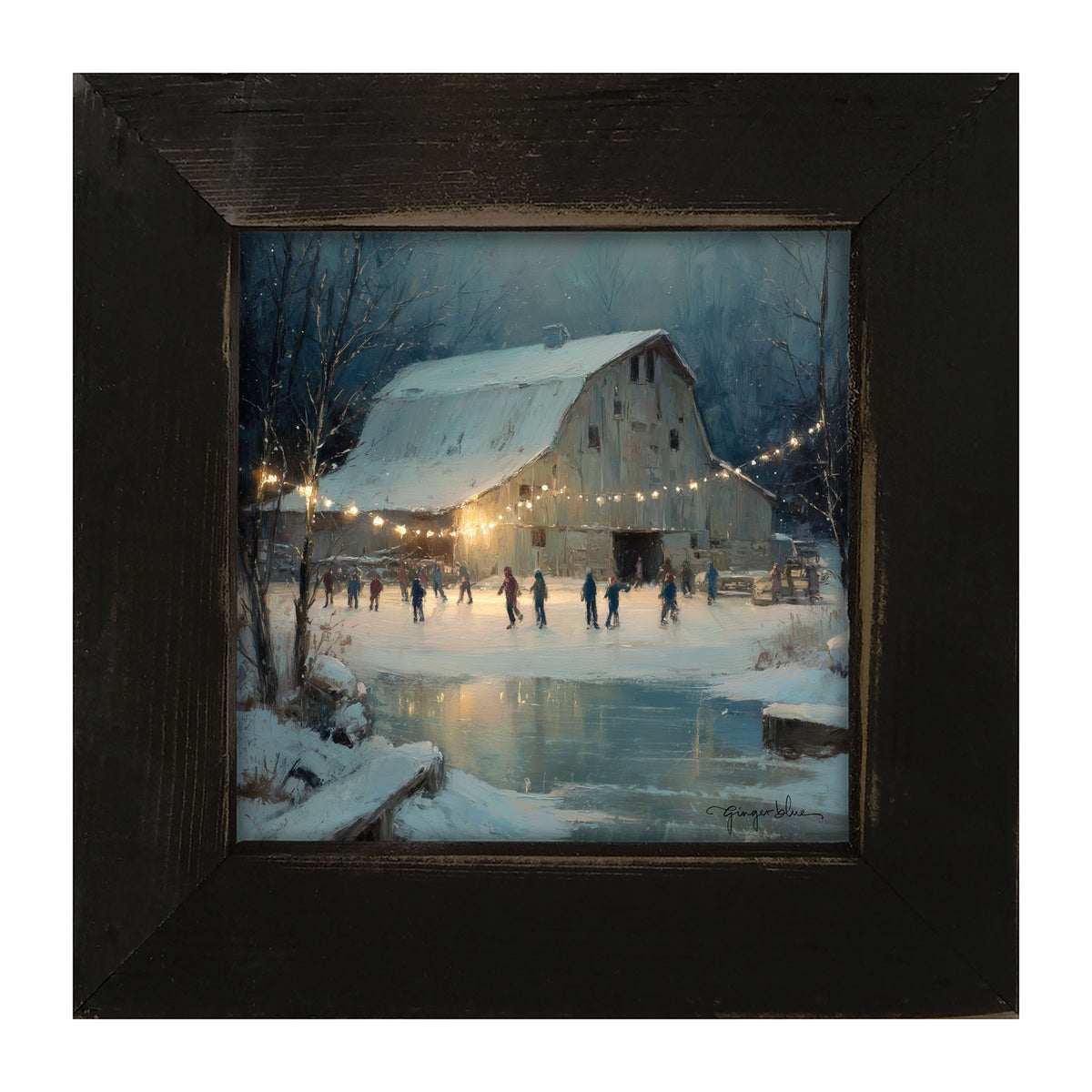 Winter Gathering at the Barn - Framed Art