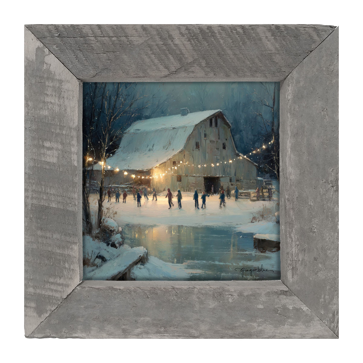 Winter Gathering at the Barn - Framed Art