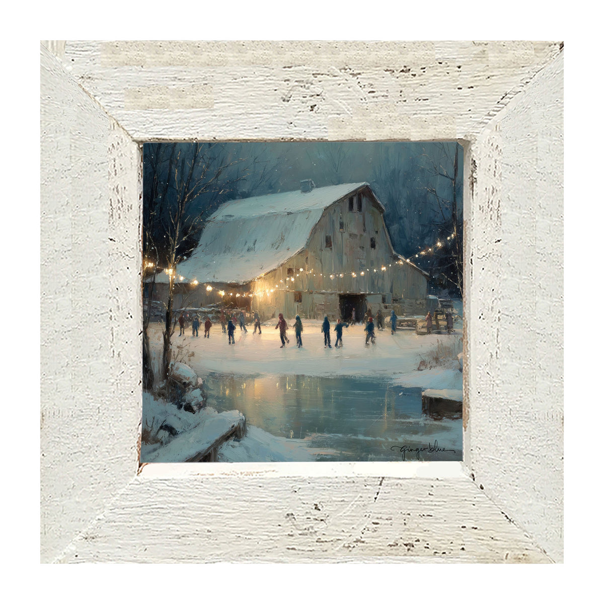 Winter Gathering at the Barn - Framed Art