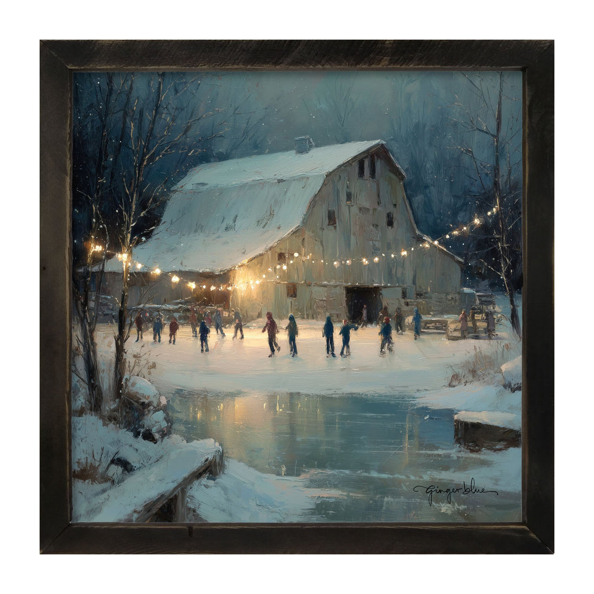 Winter Gathering at the Barn - Framed Art