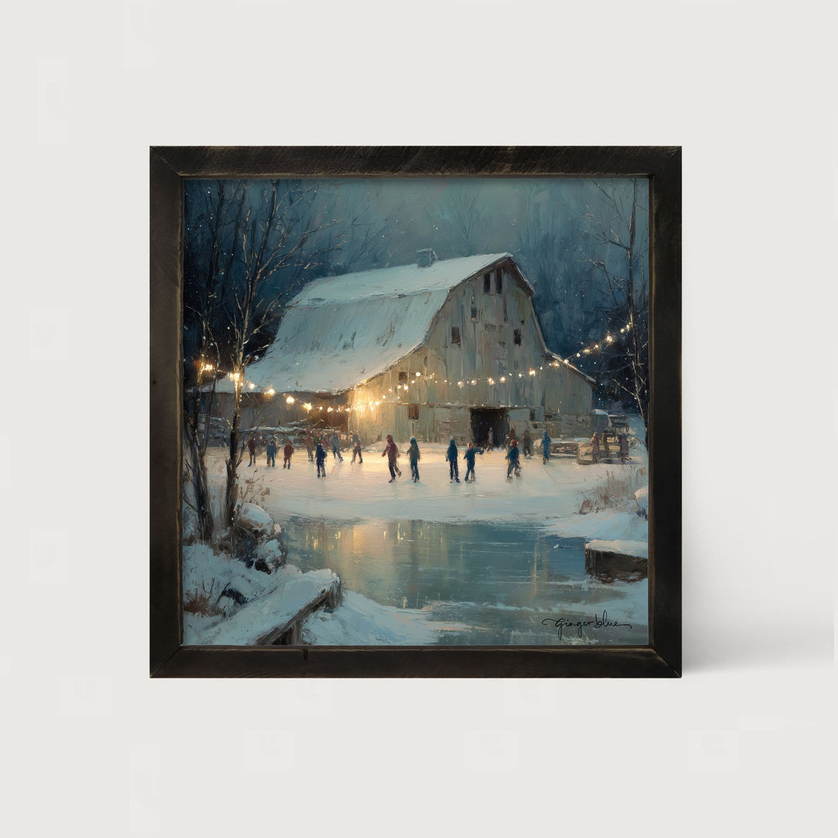 Winter Gathering at the Barn - Framed Art