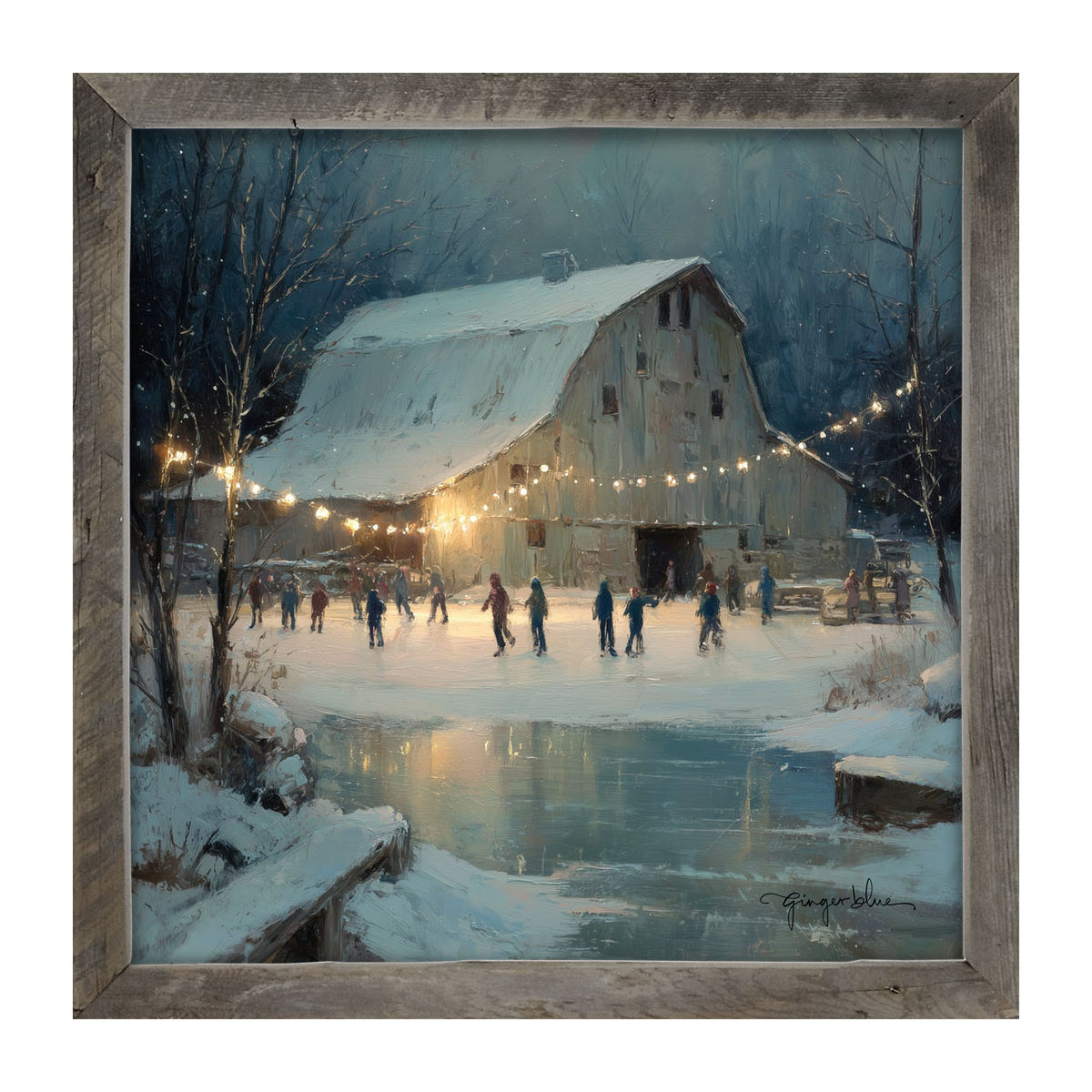 Winter Gathering at the Barn - Framed Art