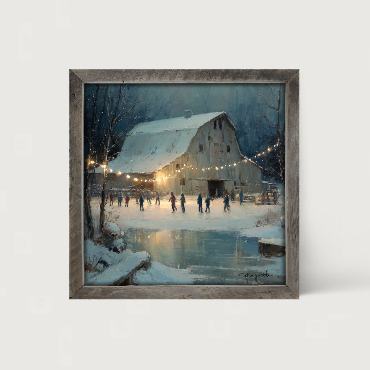 Winter Gathering at the Barn - Framed Art