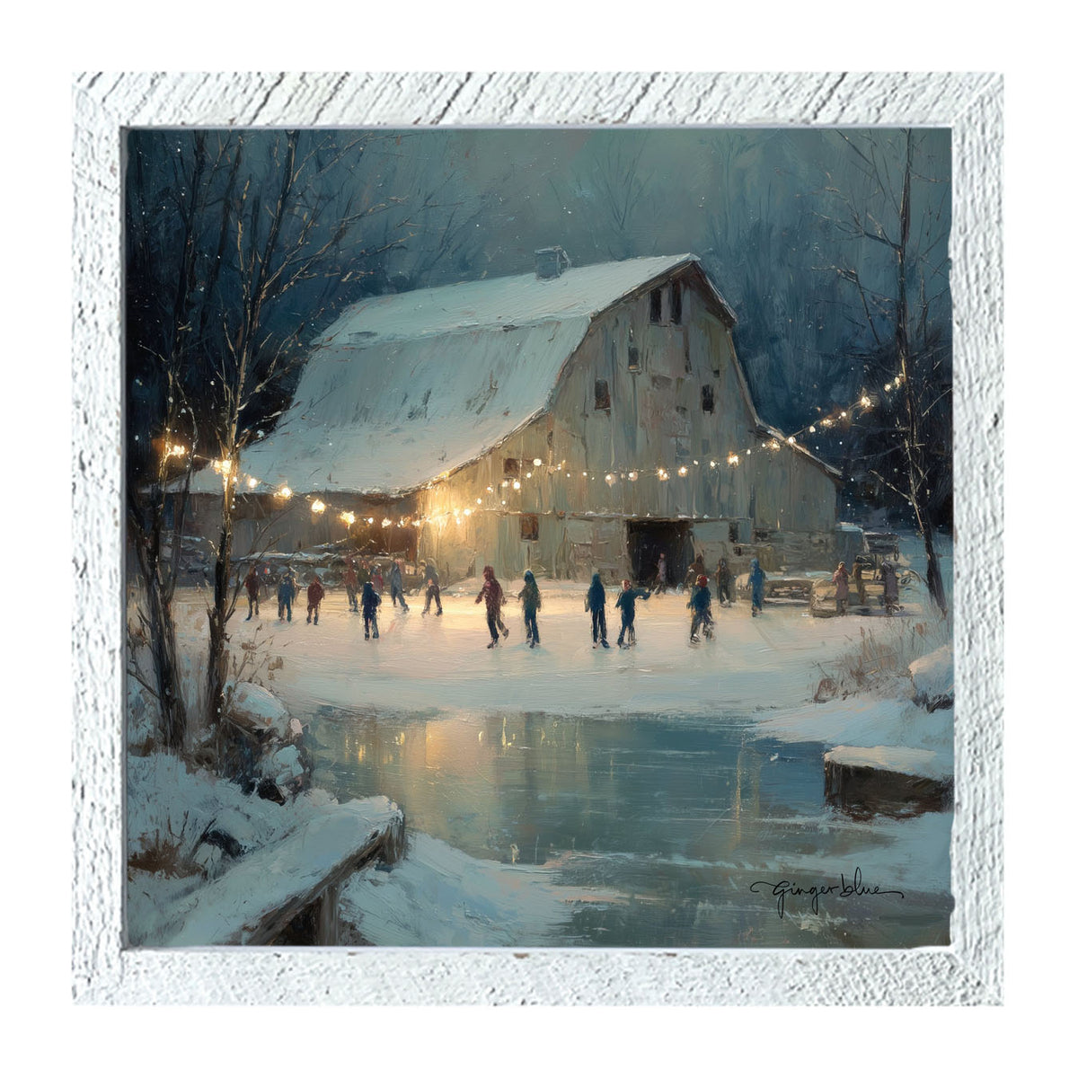 Winter Gathering at the Barn - Framed Art