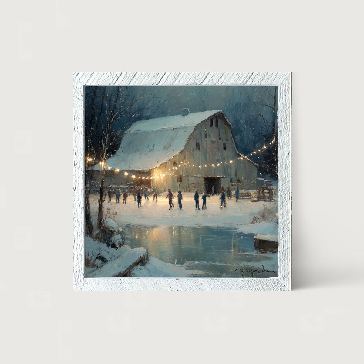 Winter Gathering at the Barn - Framed Art