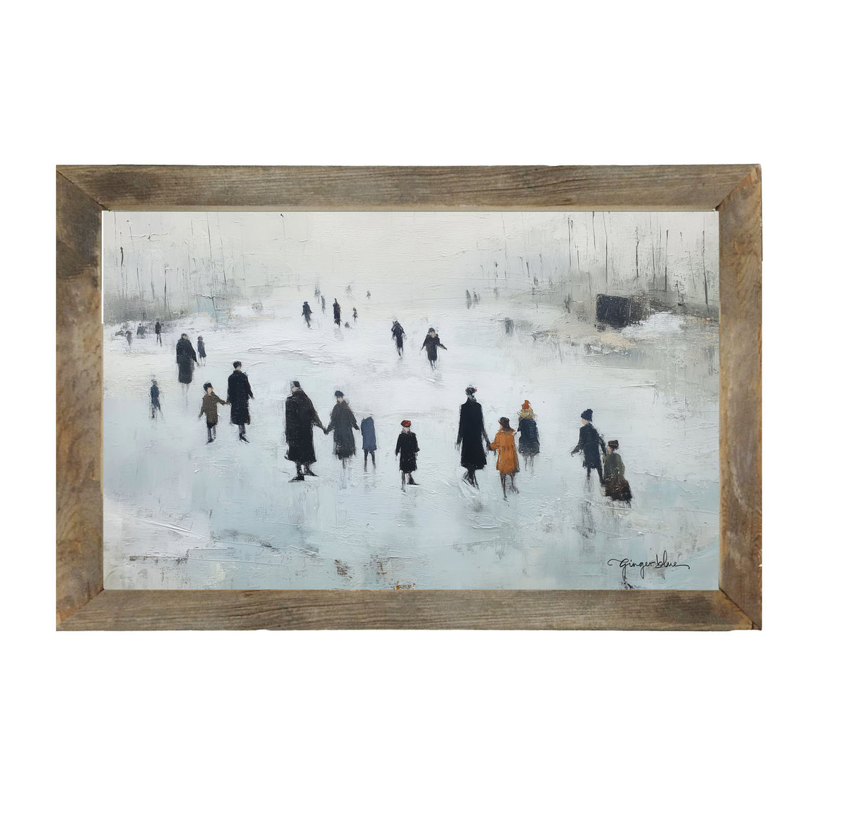 Ice Skating at the Pond - Framed Art