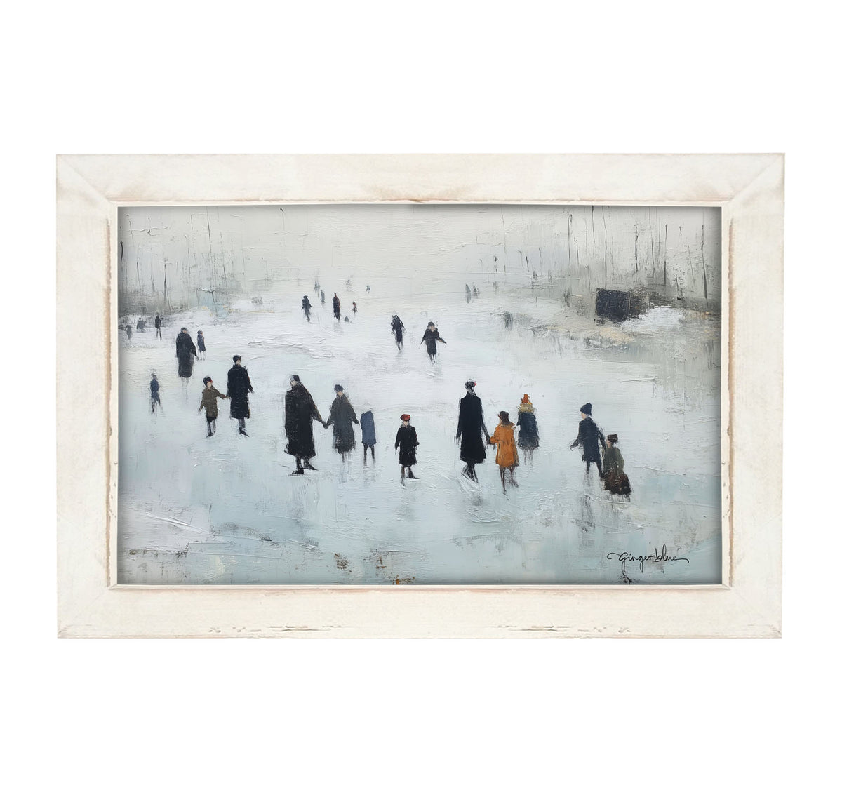 Ice Skating at the Pond - Framed Art