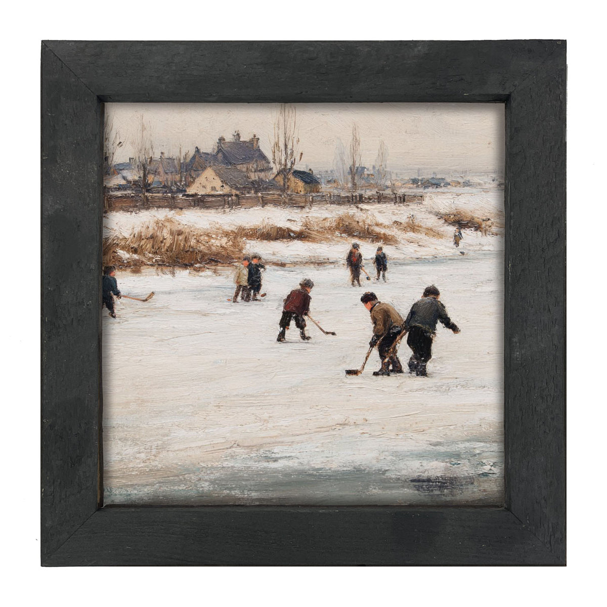 Children Playing Hockey - Framed Art