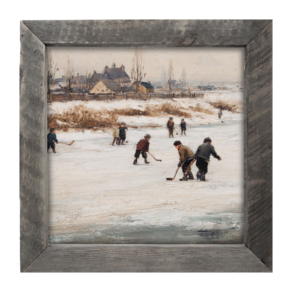 Children Playing Hockey - Framed Art