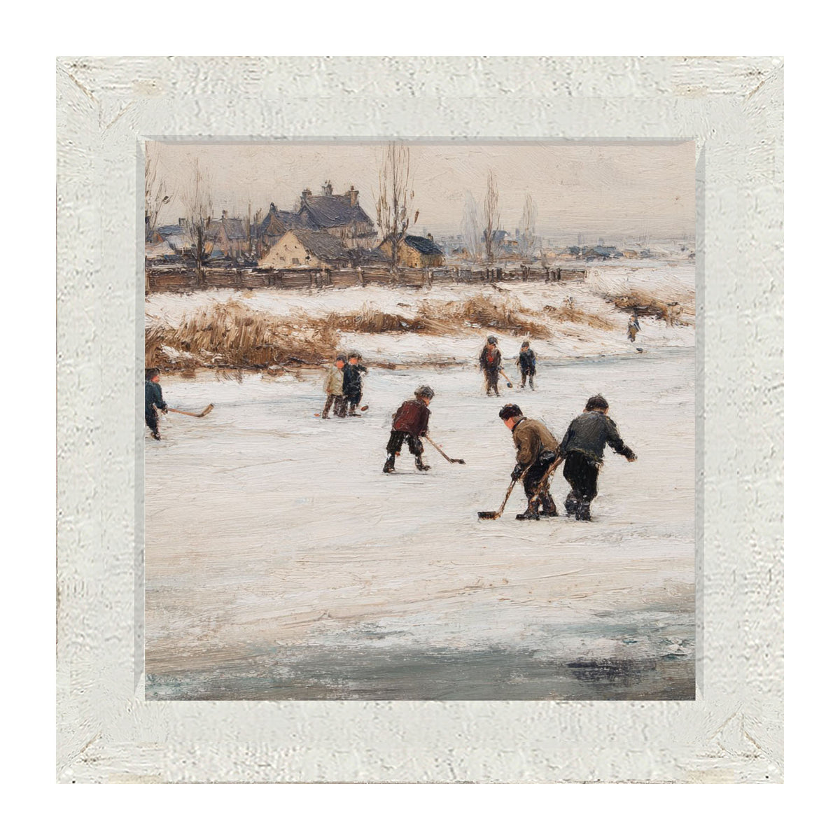 Children Playing Hockey - Framed Art