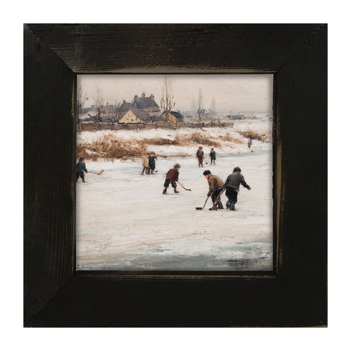 Children Playing Hockey - Framed Art