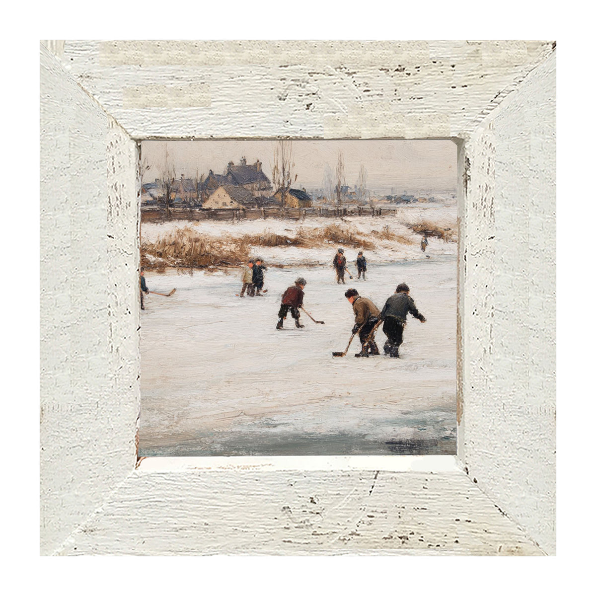 Children Playing Hockey - Framed Art