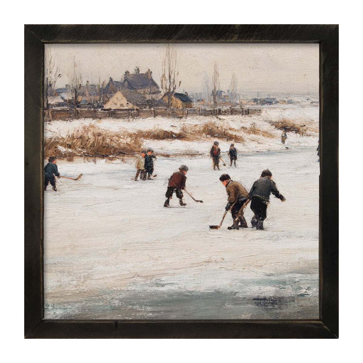 Children Playing Hockey - Framed Art