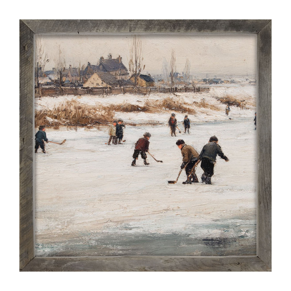Children Playing Hockey - Framed Art