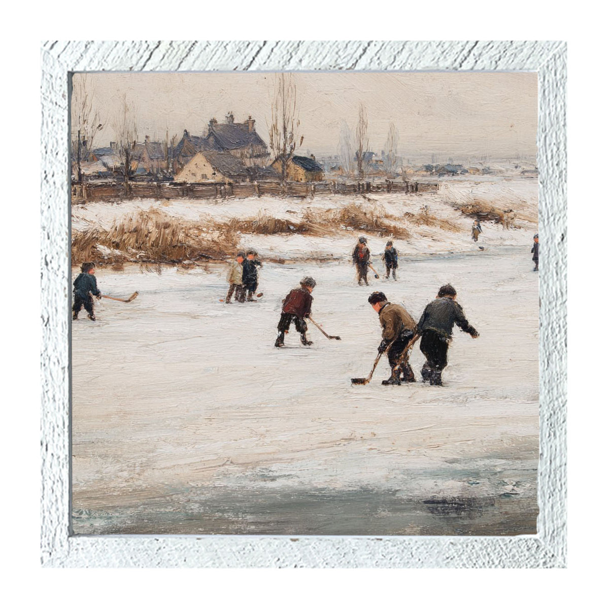 Children Playing Hockey - Framed Art