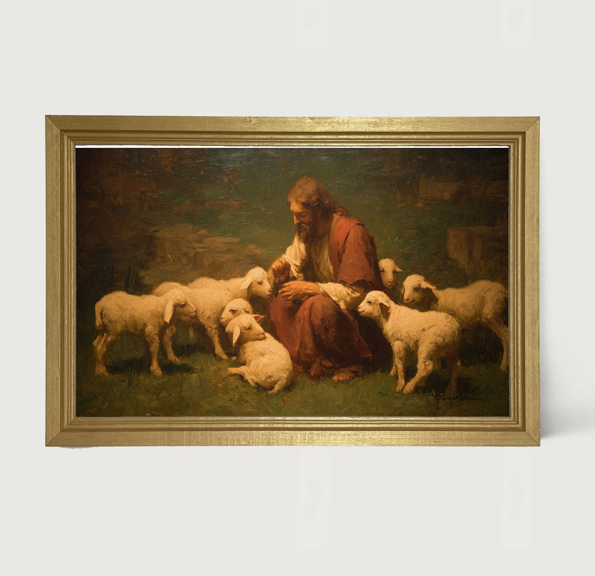 Tending to the Flock - Framed Art