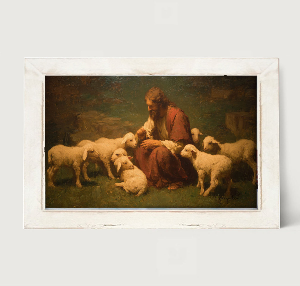 Tending to the Flock - Framed Art