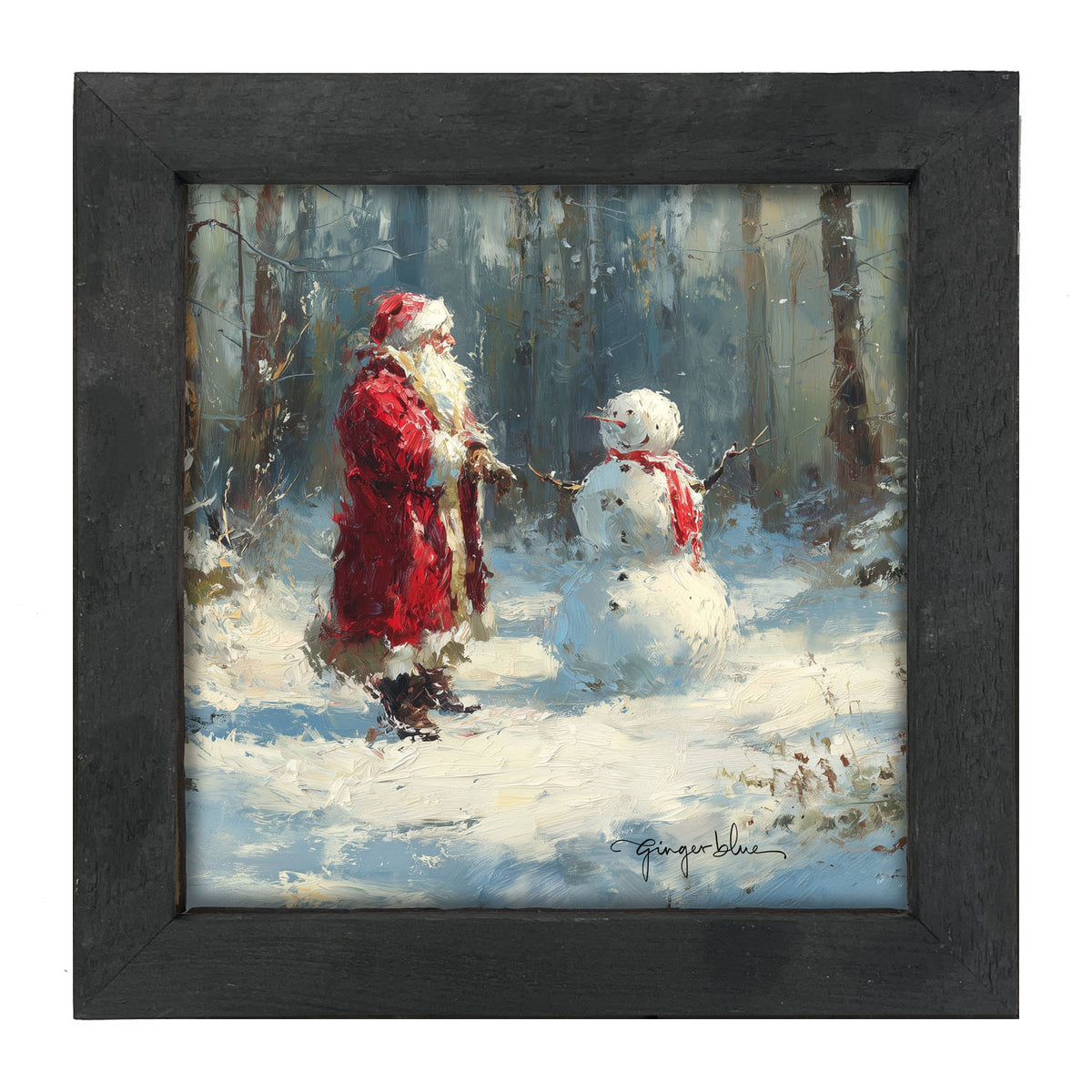 Santa and the Snowman - Framed Art
